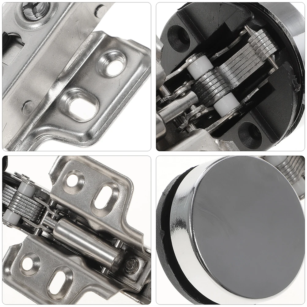 

4pcs Cold Rolled Steel Glass Door Hinges for Kitchen Cabinet Soft Close Damping Pivot Shower Silver Wardrobe Clamps