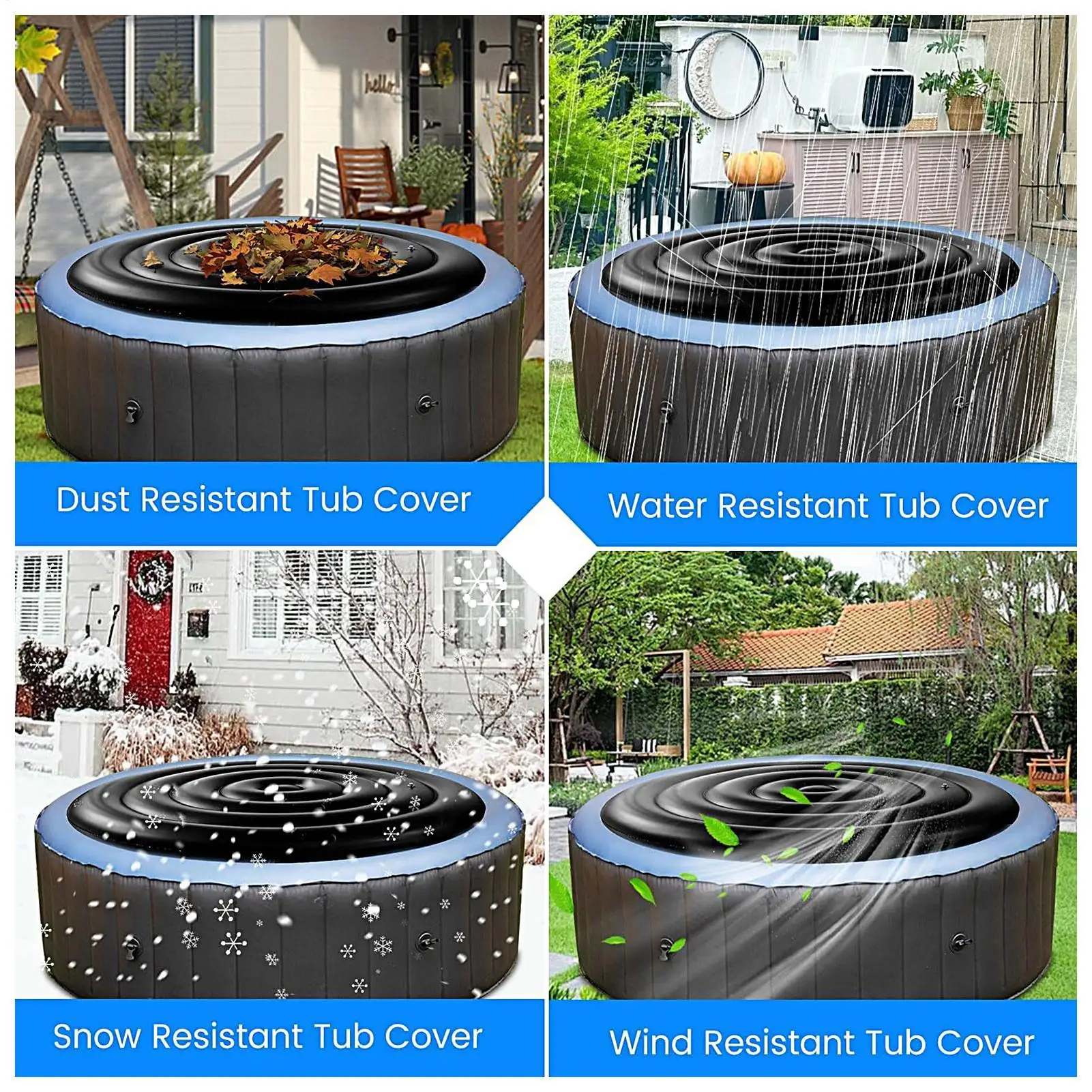Inflatable Hot Tub Cover Round Inflatable Bathtub Protector Outdoor Hot Tub Cover for Indoor Outdoor Bathroom Backyard Patio view 6