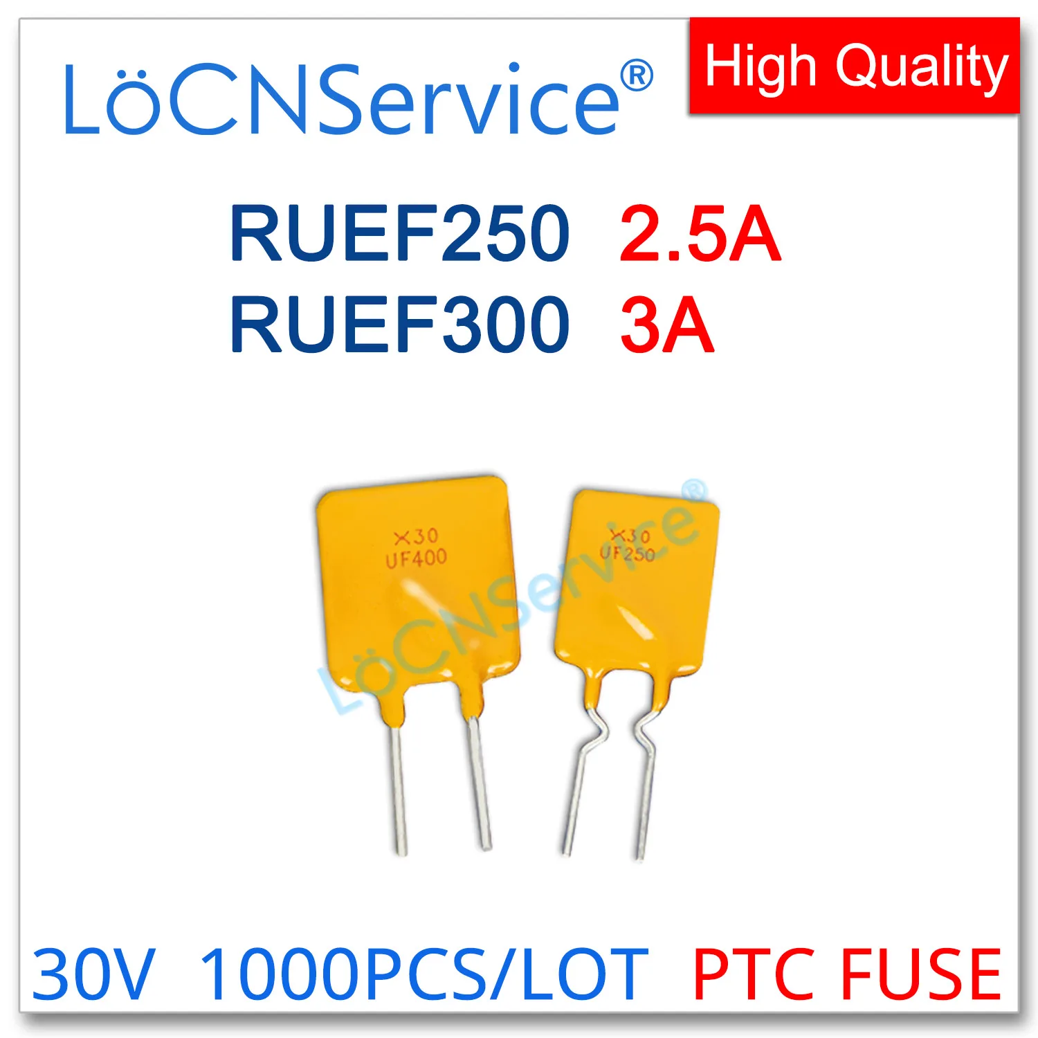 LoCNService 1000PCS  RUEF250  RUEF300 30V 2.5A 3A UF250 UF300 Resettable Fuse PTC DIP Chinese High Quality RUEF