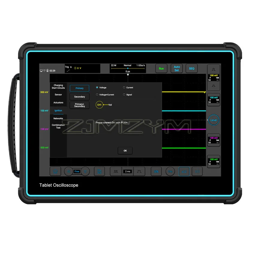 ATO1004 Automotive Diagnostic Oscilloscope  10.1 '' LCD Full Touch Screen Tablet Oscilloscope 4 Analog Channels Max. 110Mpts