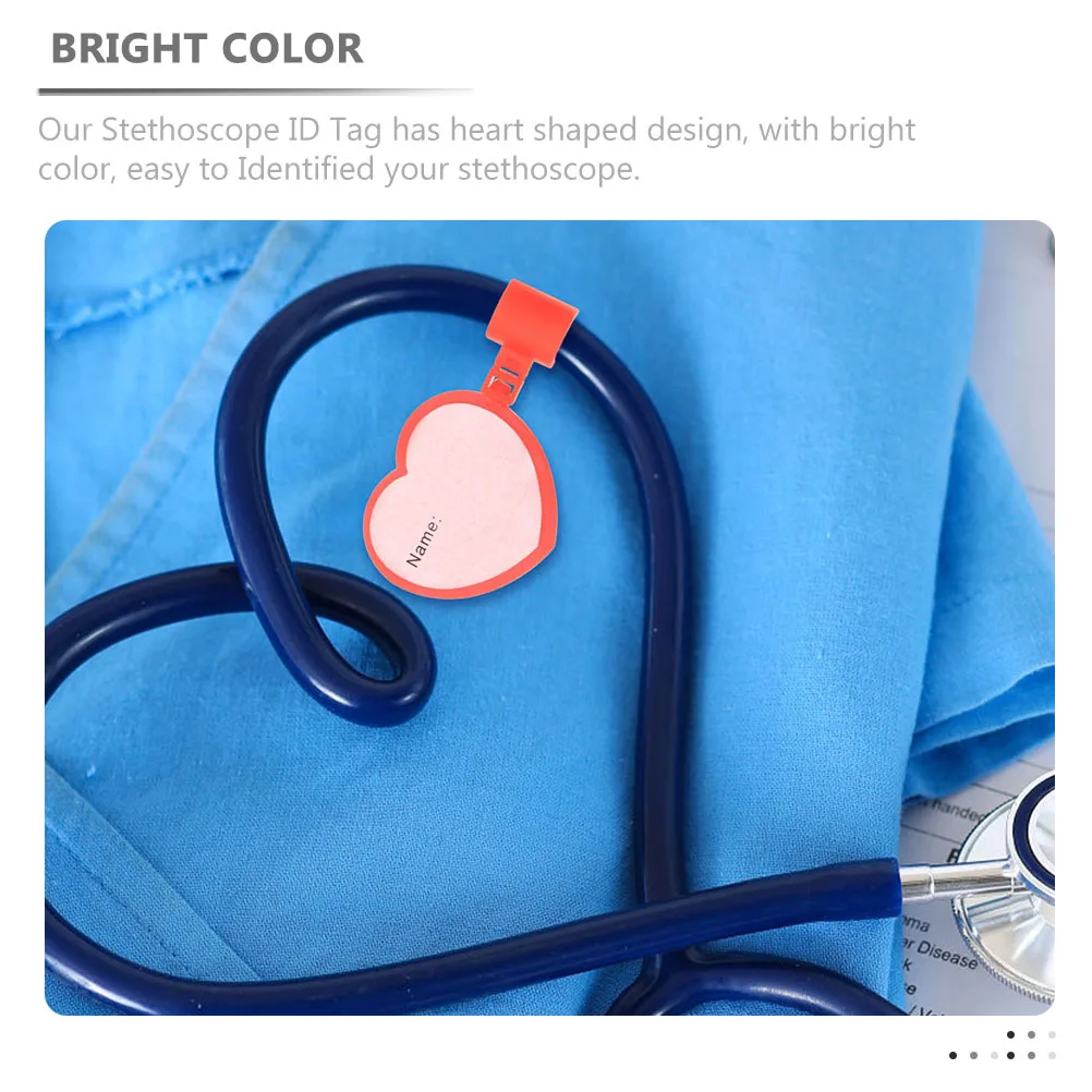 

4pcs Stethoscope Name Tags Plastic Id Tags Portable Tag Card Holders Doctor Supplies Heart Shaped Name Sign Replacement