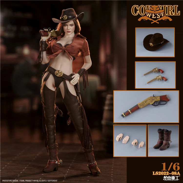 In Stock 1/6 LS2022-08/09 Western Cowboy Bounty Hunter Beauty Fighter Figure 12'' Full Set Action Head Body Model Toys for Fans