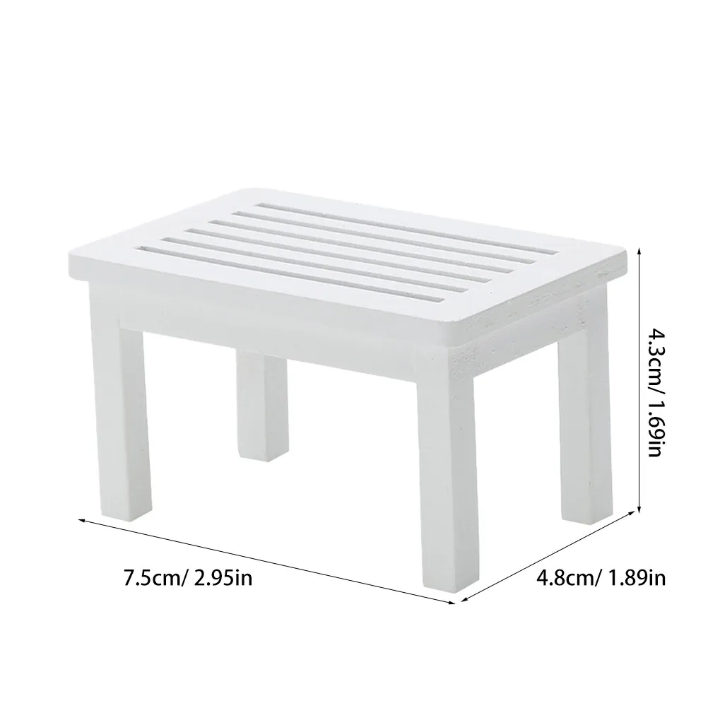 1Pcs Wooden Tea Table Mini Furniture Ornament White Creative Table Miniature Decorative Room Furniture Simple Style