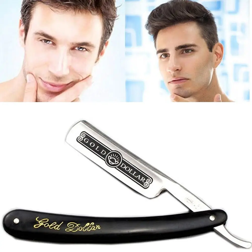 Mirror Finish Folding Knife Manual Gold Dollar 66 Barber Blades Straight Edge  Shaving Razor