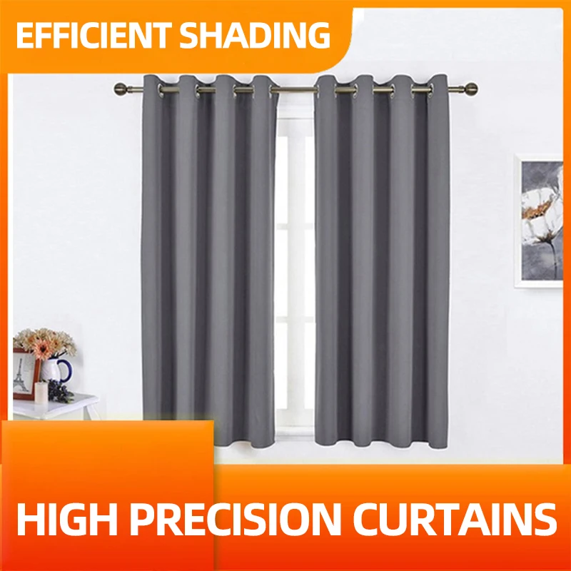 

Solid color bathroom fabric high-precision satin grommet top french opaque Short blackout curtains for windows blackout