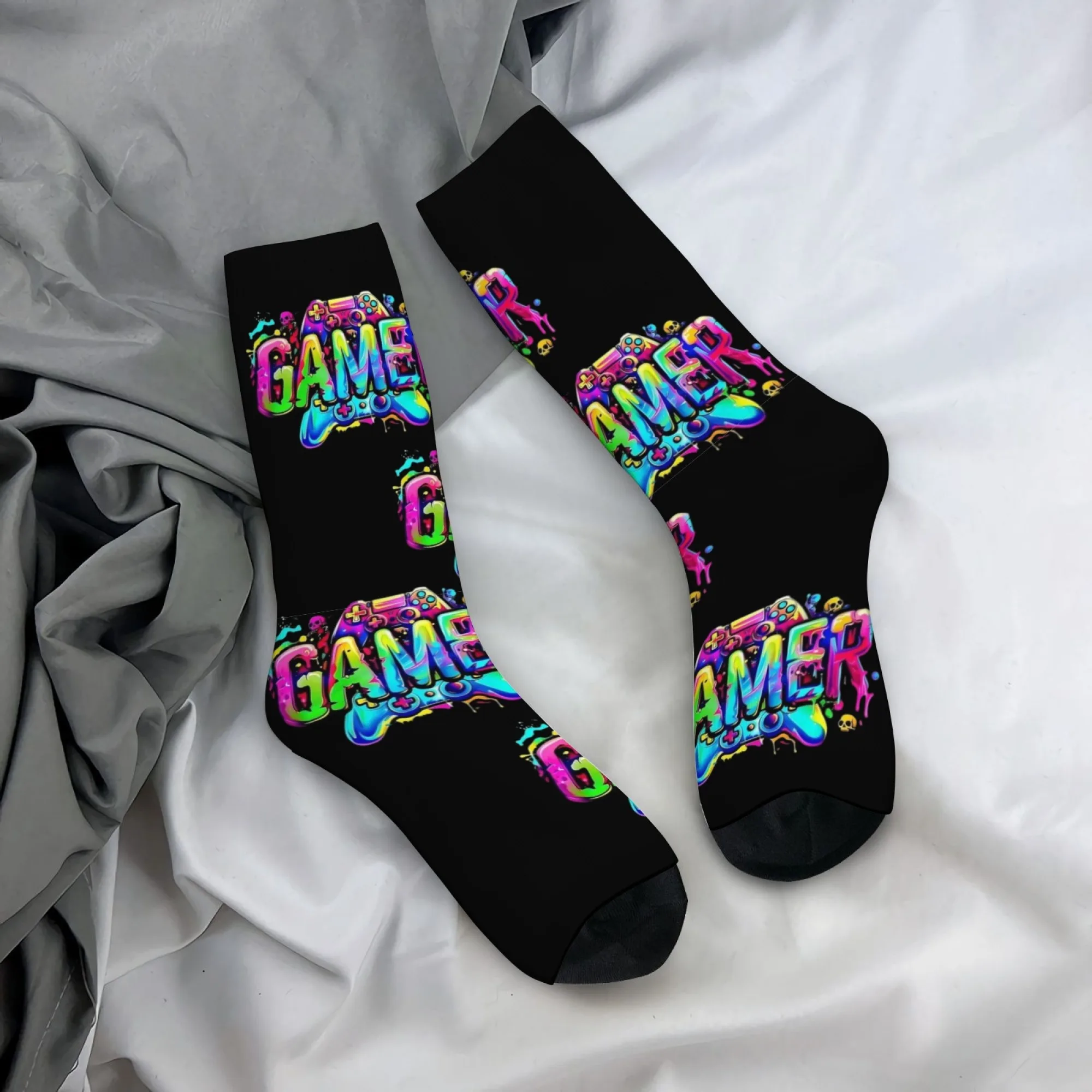 

Novel and Fun Gaming/e-sports Printed Men's Mid-calf Socks Comfortable Breathable Soft Sporty and Fun Crazy Party Socks Wear