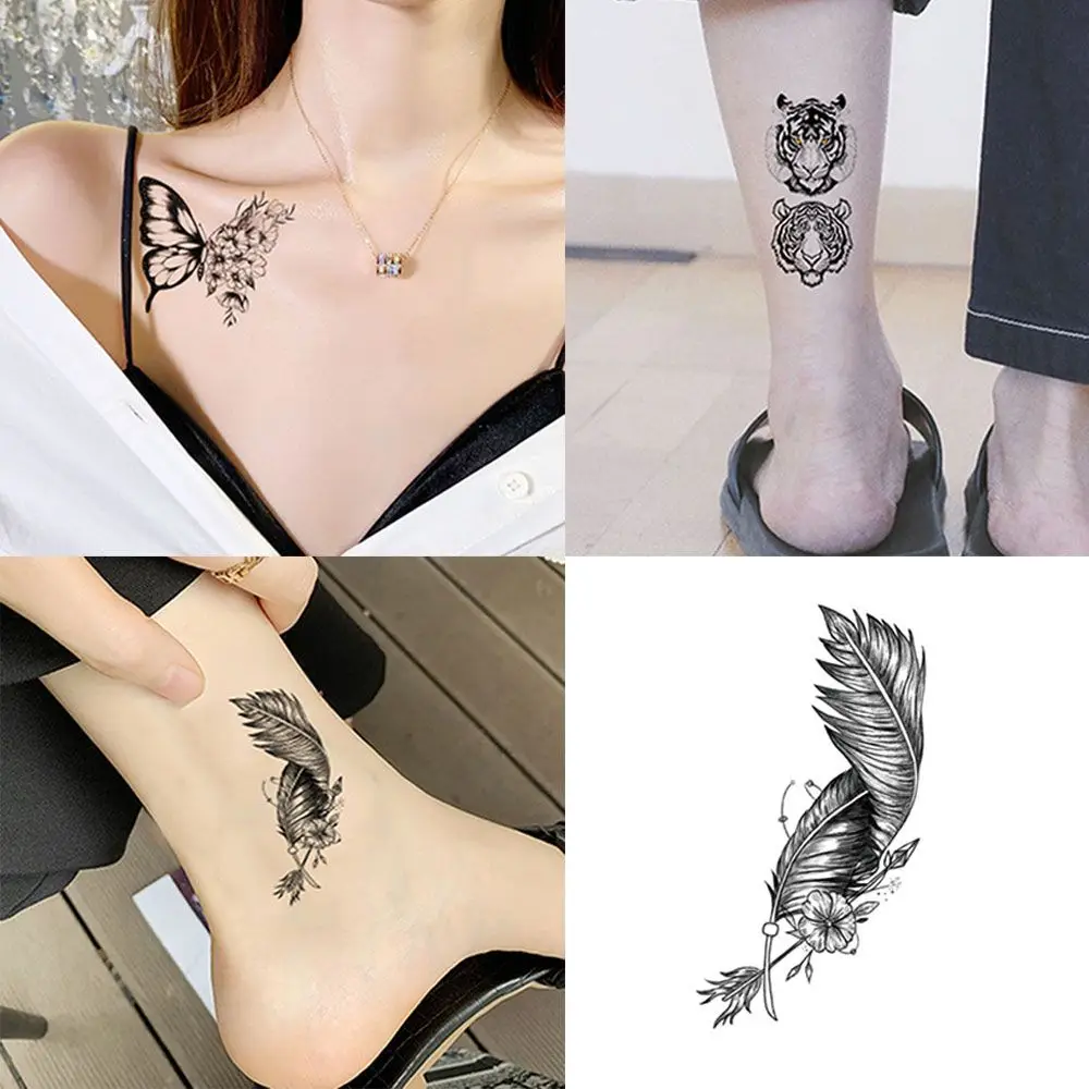 

Fashion Butterfly Tiger Feather Art Pattern Tattoo Sticker Waterproof Product Temporary Effect Fake Tattoos