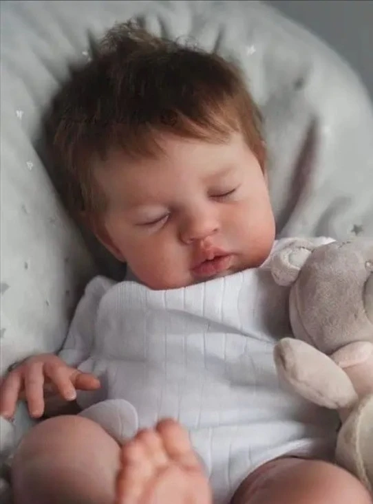 NPK 19''Hoge Kwaliteit Onvoltooide DIY Reborn Teddy Onderdelen Al Geschilderde Pop Kit met Hand Geworteld Blond Haar Collectible Baby