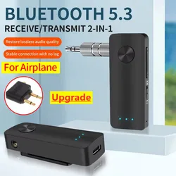 Bluetooth 5.3 Audio Receiver Transmitter Stereo Hansfree Call 3.5mm AUX USB Dongle Airplane Wireless Adapter For TV PC Car Kit