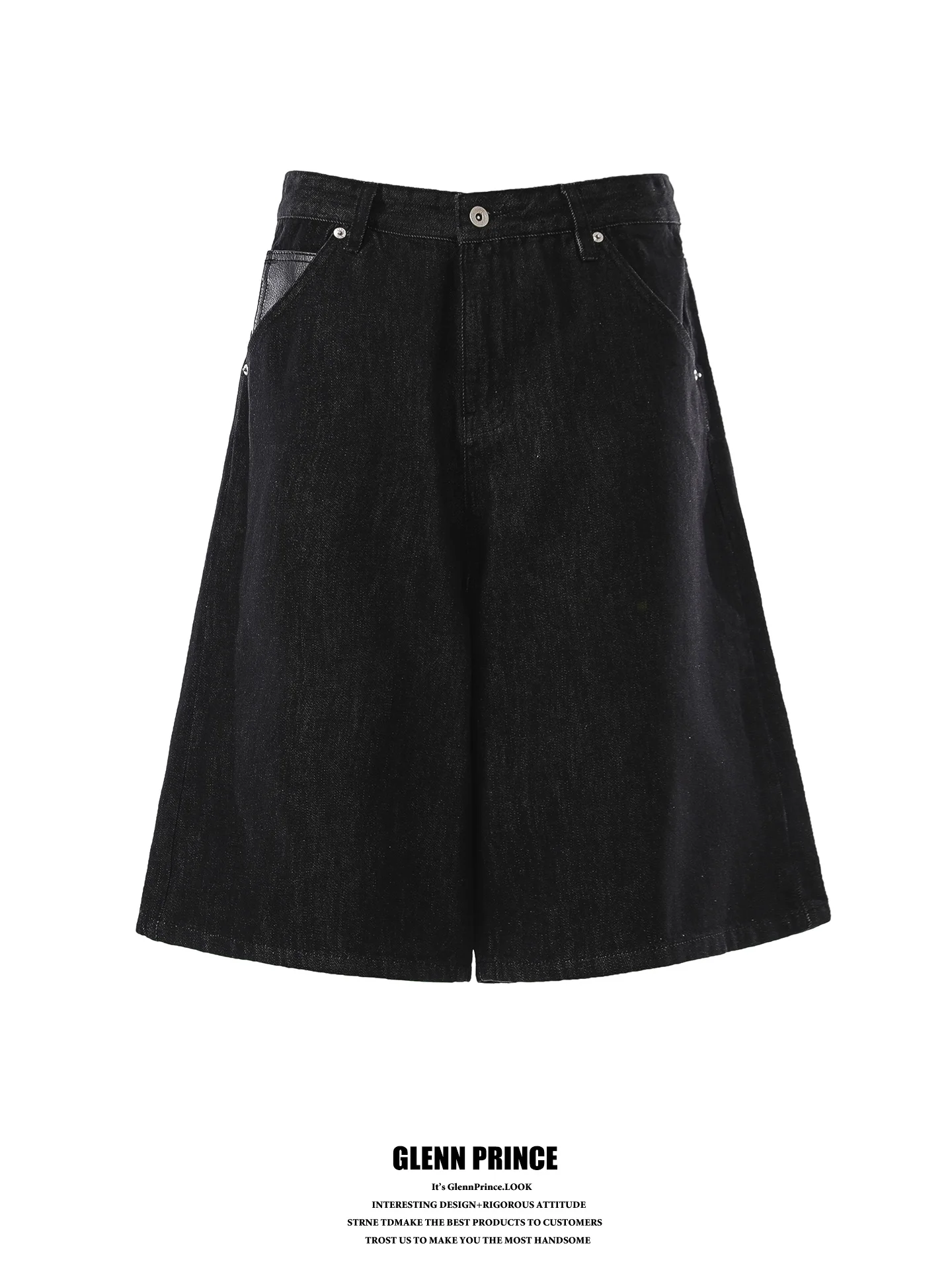 

American Retro Denim Original Color Seven-Five Men's Jeans Summer Elegance Simple Match Wide Leg Shorts Casual Cotton Polyester