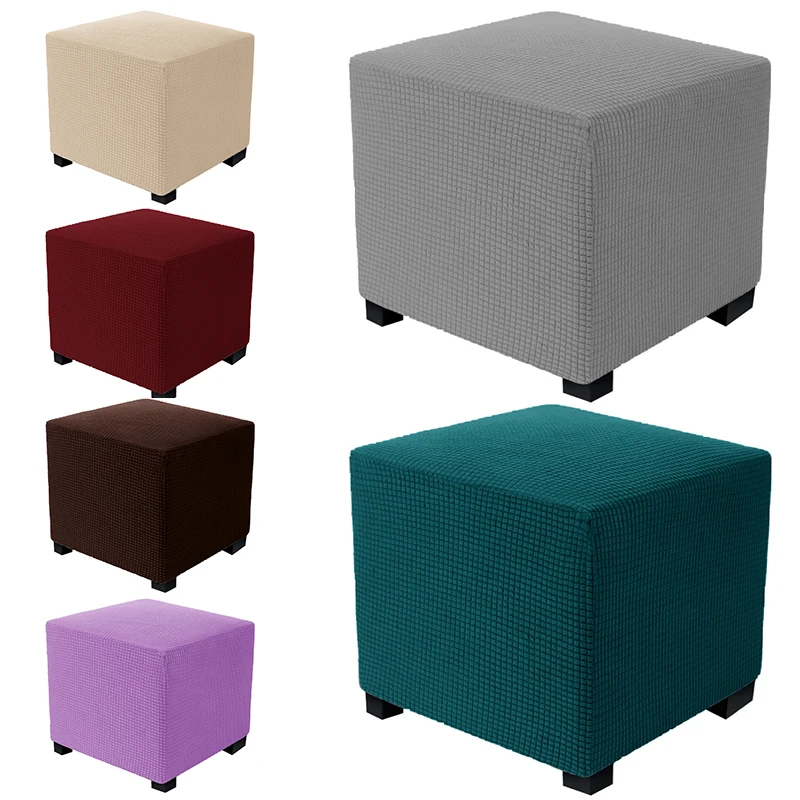 

Elastic Jacquard Ottoman Stool Cover Stretch Footrest Dust Slipcover for Living Room Soft Non-slip Footstool Covers Home Decor