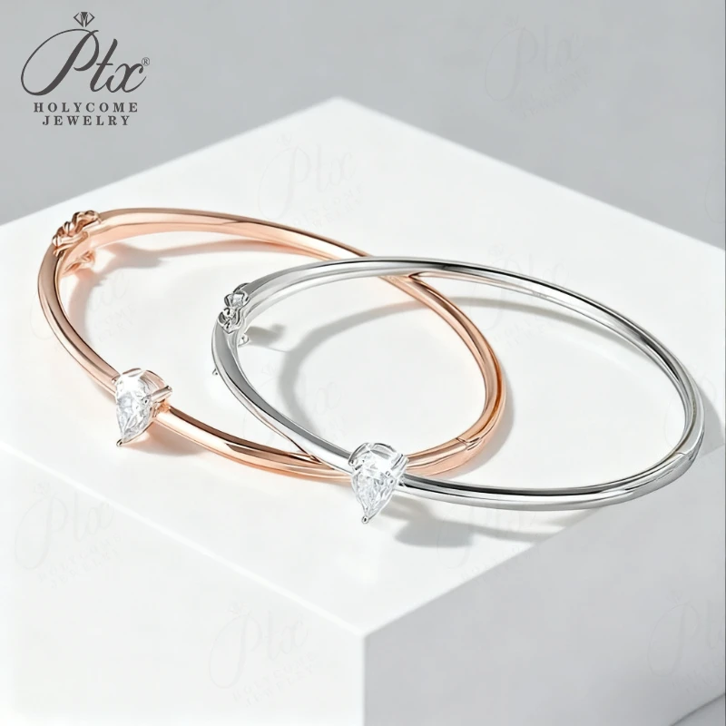 

1CT Moissanite Bracelet Simple Pear Shape D Color 925 Silver Gold Plated for Woman Jewelry Charms Classical Hypoallergenic