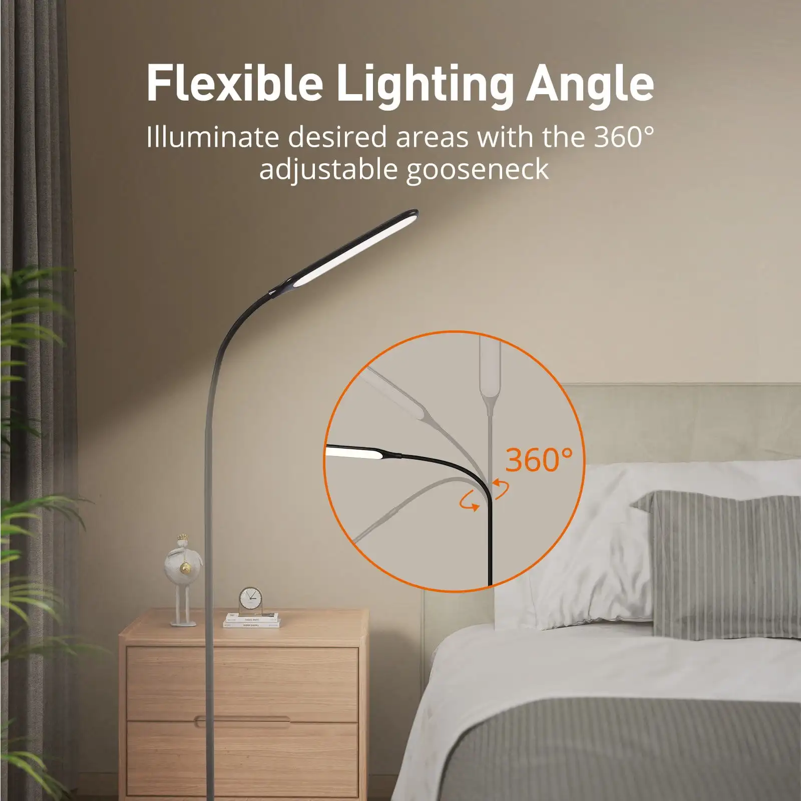 LED floor lights with 4 brightness levels and 4 color adjustable floor lights, vertical adjustable gooseneck lights