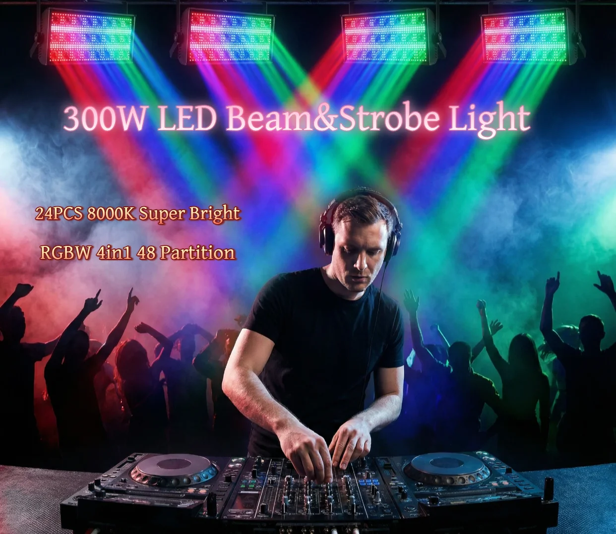 4PCS/Lot 300W LED Beam&Strobe Light RGBW 4in1 Warm White Stage Wash Beam Lights DMX DJ Disco Party Show Horse