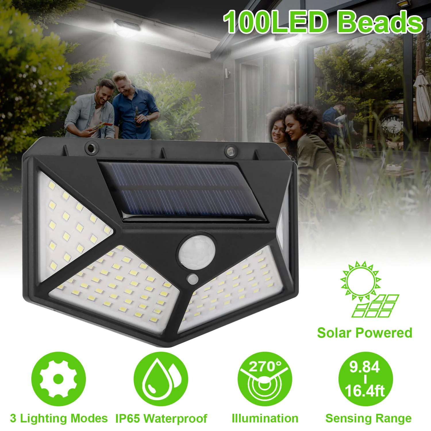 100 LED Solar Lampe Outdoor Garten Dekoration Solar LED Licht wasserdicht Sonnenlicht betrieben Scheinwerfer mit Bewegungs sensor 1/3/5St