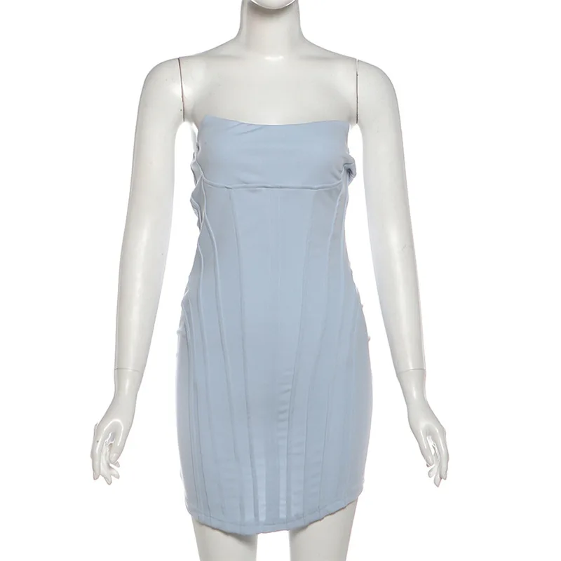 SylCue Sexy Fashion Mini Dress Woman 2026 Spring New Style Chest Wrap Backless Sleeveless Skinny Stretch Street Elegant Bodycon