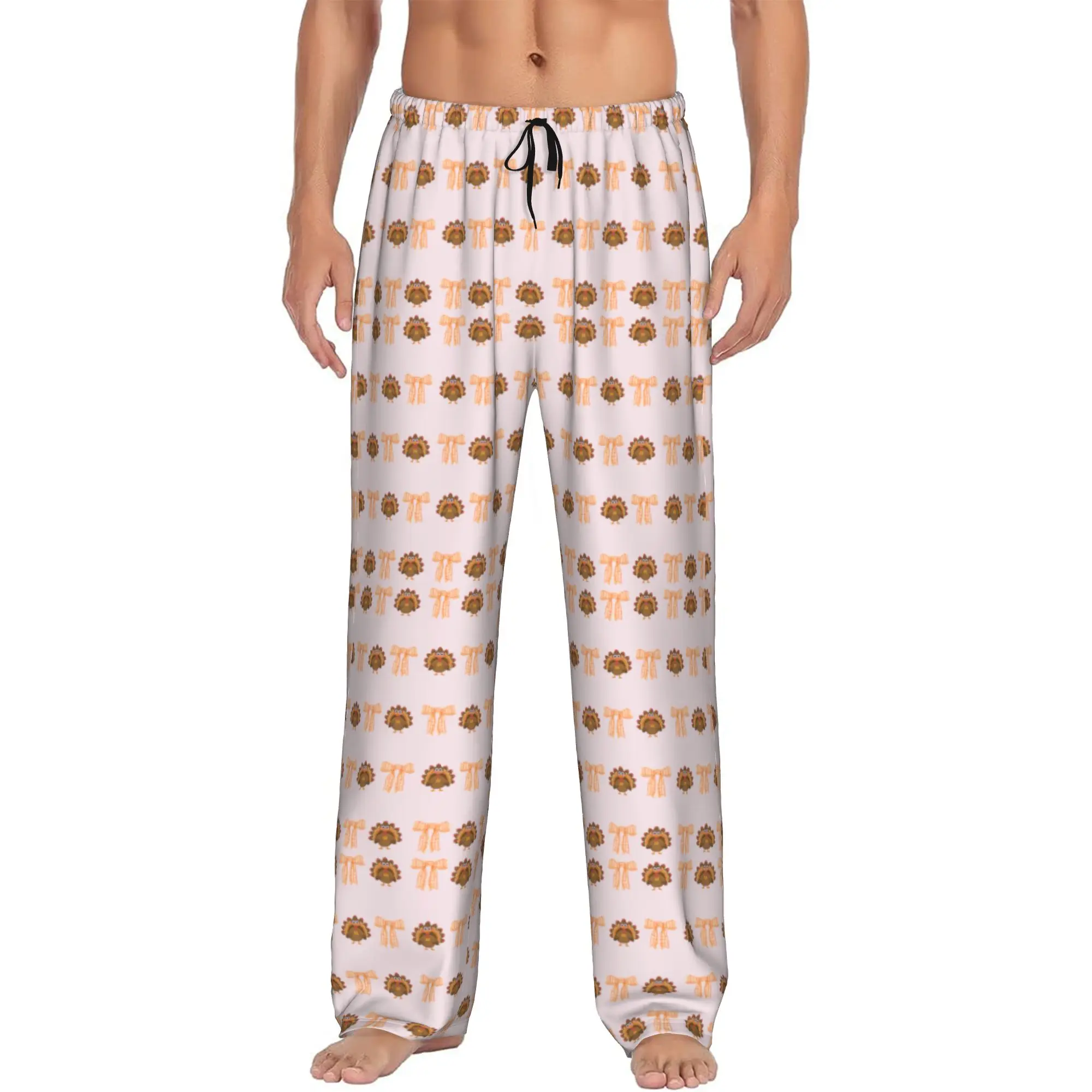 Custom Print Men Thanksgiving Day Pajama Pants  Sleepwear Sleep Lounge Bottoms with Pockets