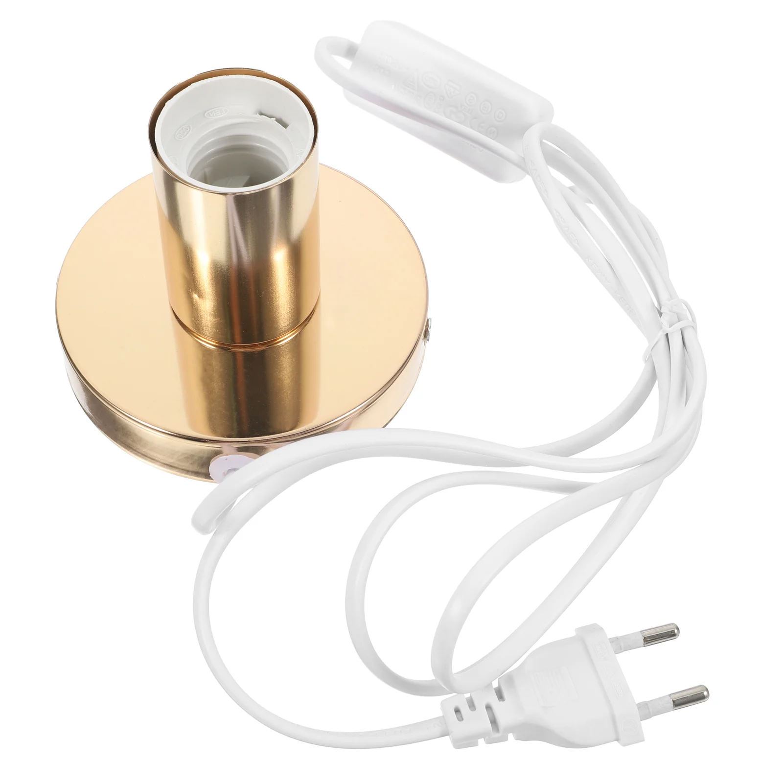 Vintage Tischlampe, einfacher Schreibtisch, kleiner Desktop-Stecker, Lampenfassung, Glühbirnenverlängerung, goldener Halter mit Draht