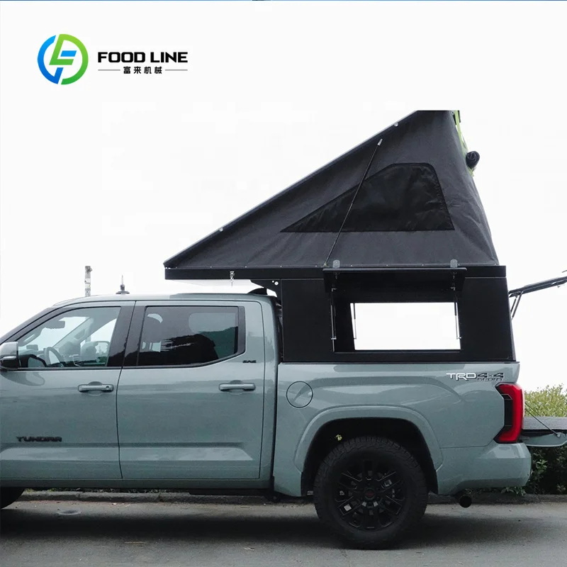 Custom hard‑shell rooftop camping shelter triangle shape low‑profile aluminum build all‑weather for pickup truck outdoor camping