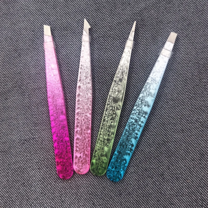 4pcs Ice Flower Eyebrow Tweezers Set Stainless Steel High-Quality Beauty Tools for Eyelash Extension, Suitable for Men Women