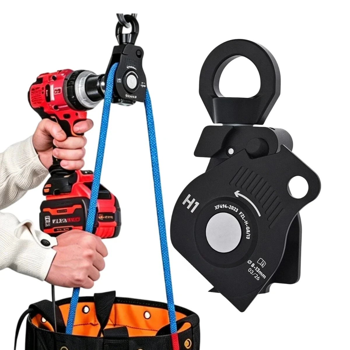 Awah/xinda Z3 H1 Electric Rope Retractor Electric drill storage rope with Universal Joint 25KN Non Knotting for Climbing/outdoor
