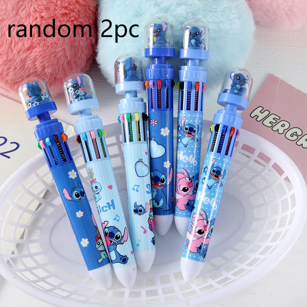 Random 1/2pc of Disney Stitch Themed 10-Color Ballpoint Pens, Diary Oil-Based Marker Pens, Student Stationery for Study school - view 4