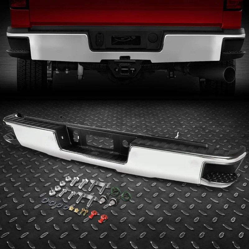 US For 2014 2015 2016 2017 2018 Chevy Silverado GMC Sierra 1500 Chrome Rear Step Bumper w/Corner Step