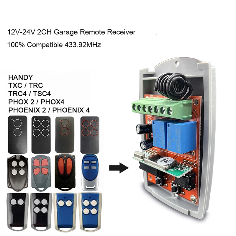 Imagem -01 - Phox Phoenix Txc Trc Trc4 Tsc4 Handy Receptor Universal 433mhz Garagem Porta Receptor Controle Remoto phox phoenix txc trc trc4 tsc4 handy receptor universal 433mhz garagem porta receptor controle remoto 01