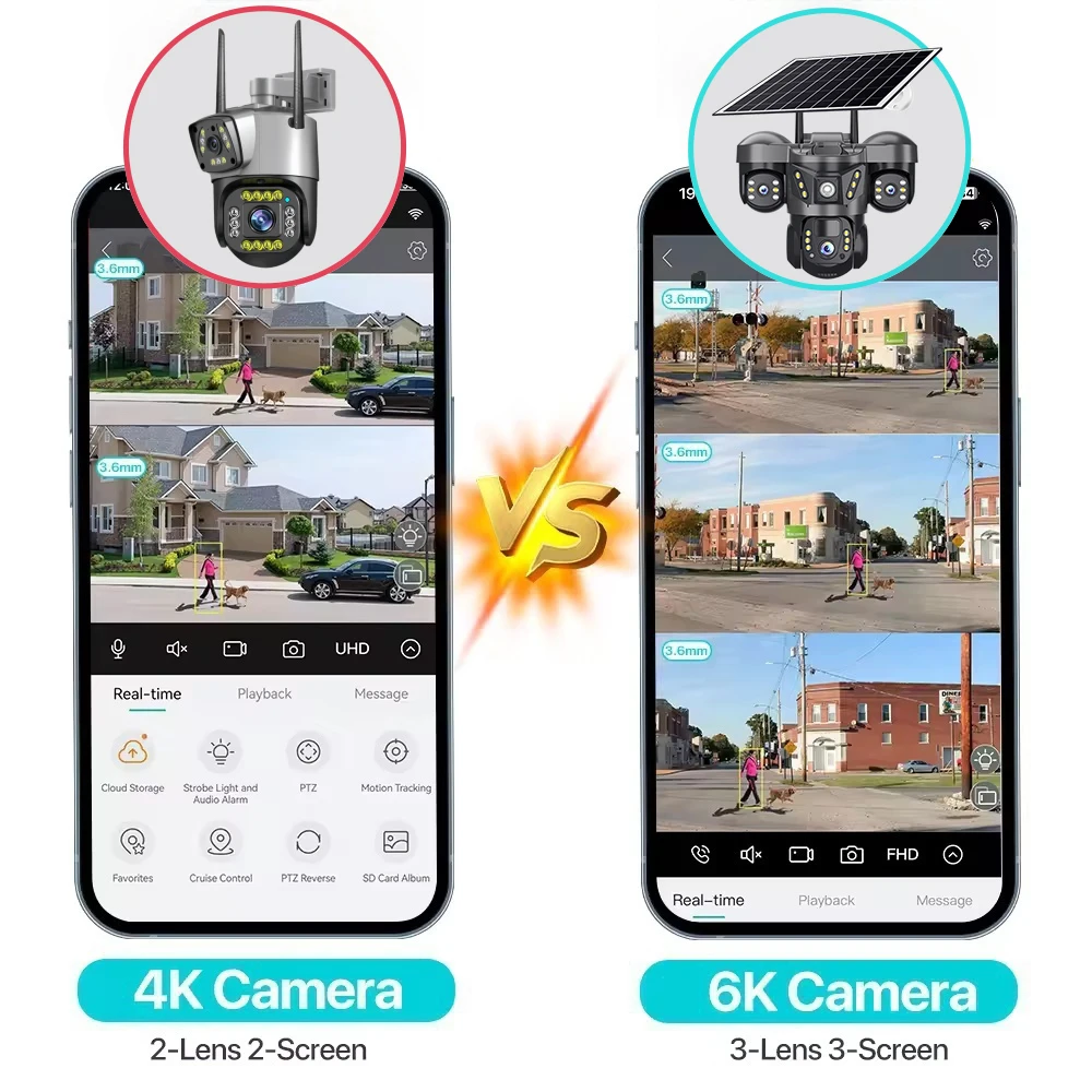 كاميرا واي فاي تعمل بالطاقة الشمسية في الهواء الطلق كاميرا متحركة مقاومة للماء بدقة 15 ميجابكسل تعمل بالبطارية إنذار مراقبة الكاشف للرؤية الليلية CCTV