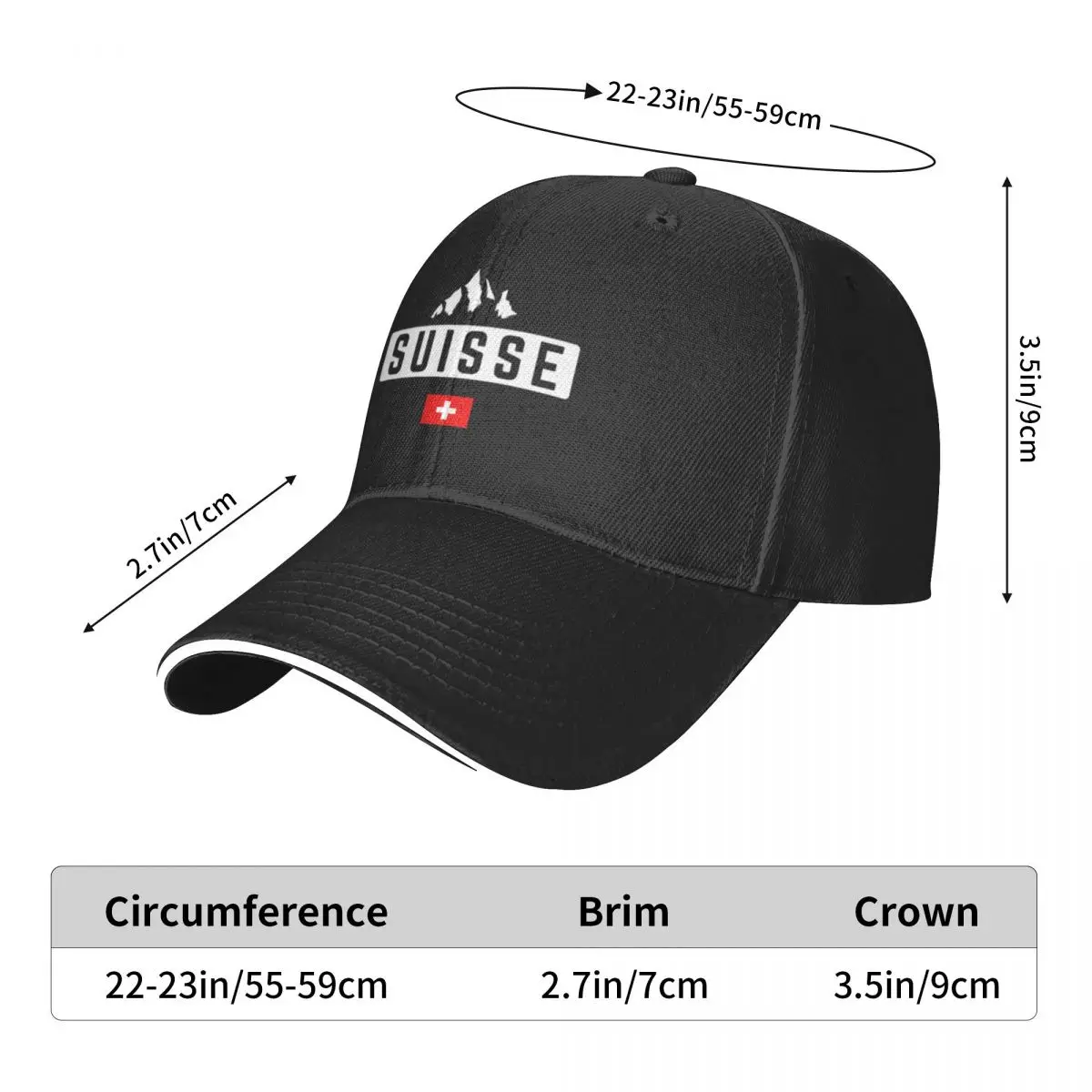 Suisse mit Berg High-End-Baseball mütze für Frauen Schweiz Flagge Frühling Sommer Kokette Strand Sonnenhut Hip Hop Trucker Mütze