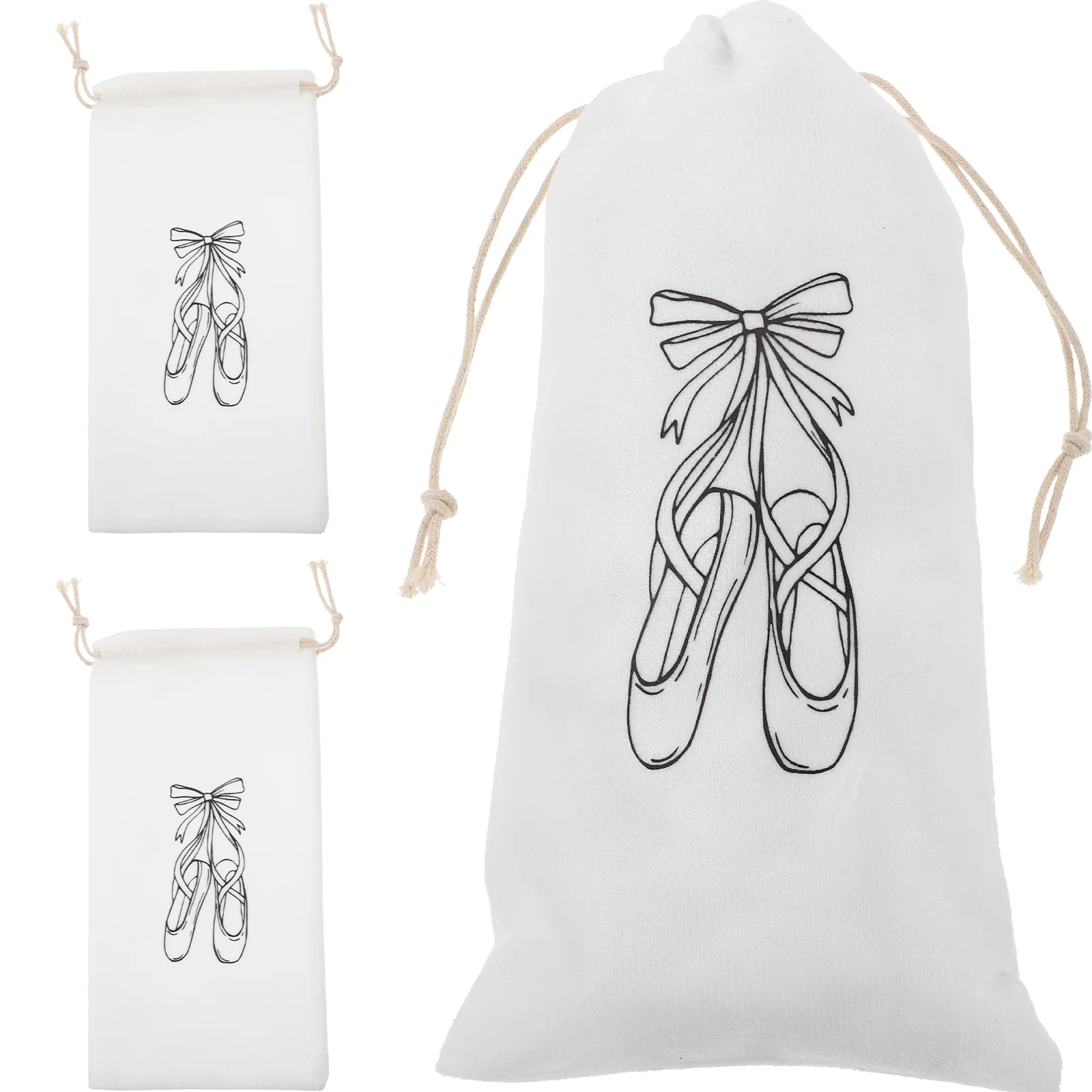 3pcs Ballet Bag Cotton Dance Storage Drawstring Lightweight Women Style Shoe Bags Washable Ballet Dance Shoe Pouches