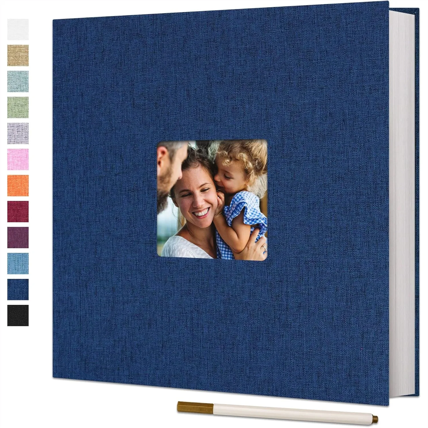 

Large Photo Album Self Adhesive For 4X6 8X10 Pictures Linen Scrapbook DIY 40 Blank Pages With Metallic Pen