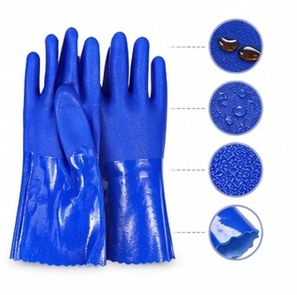 1Pair Oil Resistant Mens Work Gloves Splashproof Non Slip Protective Outdoor Working Gloves Thickened for Oil Acid Alkali Water