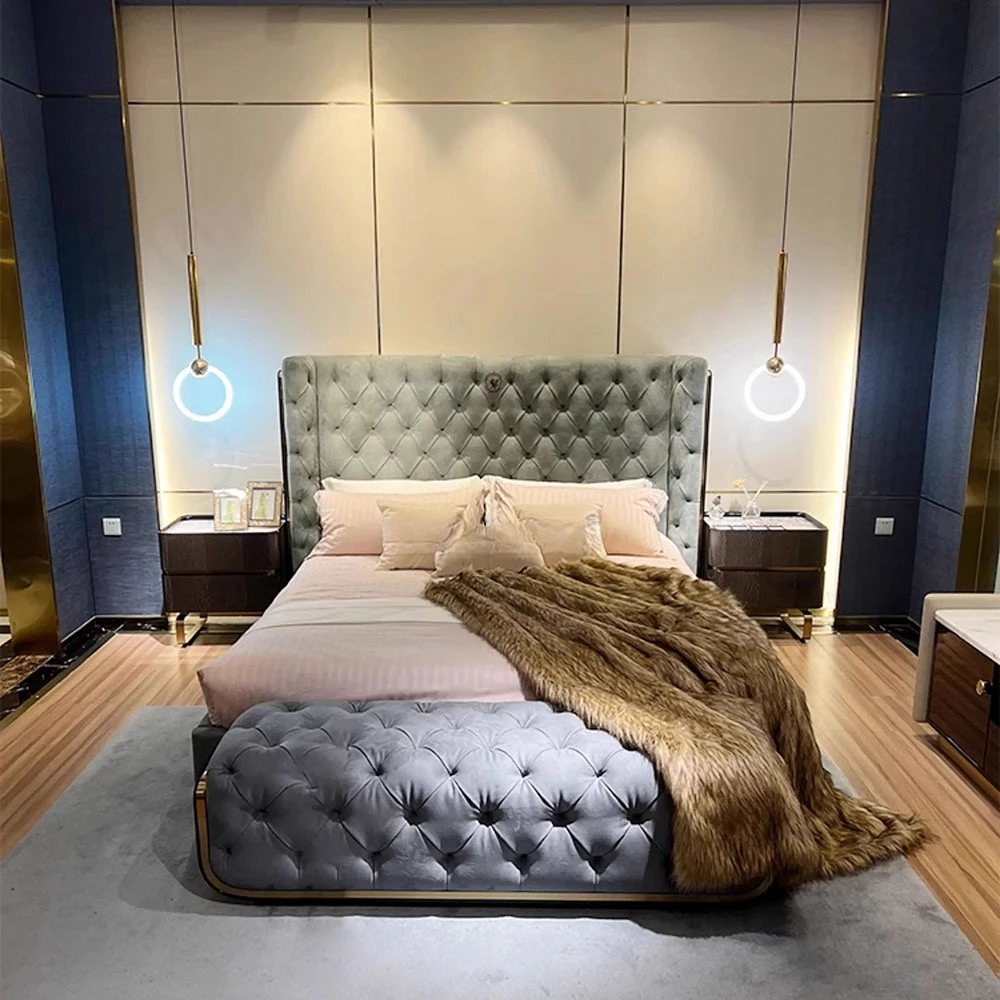 Marcos de cama minimalistas Queen, cama tapizada estética única Para dos personas, dormitorio francés, Camas Y Muebles Para Casa, Muebles Para el hogar