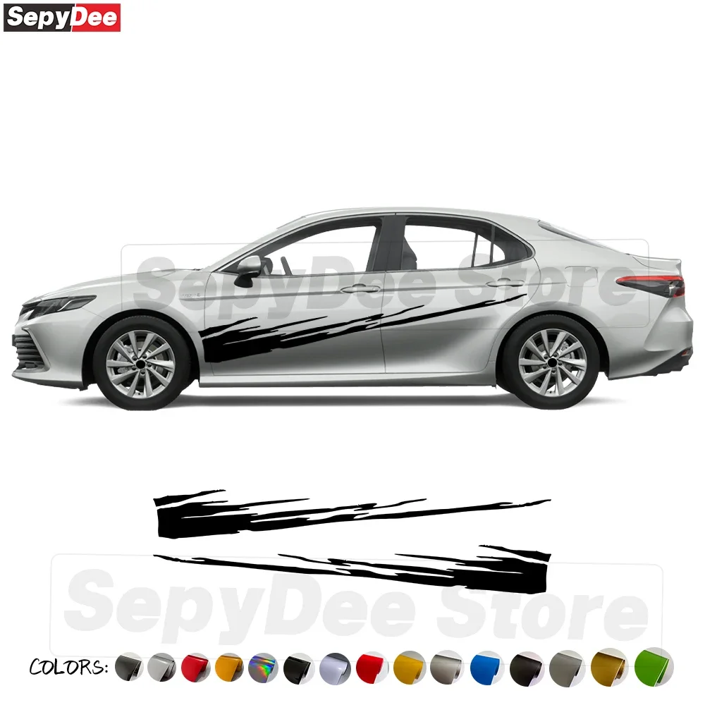 

2Pcs Car Both Door Side Stickers For Toyota Camry Racing Sport Stripe Kits Auto Body Decor DIY Vinyl Film Decals Car Accessories