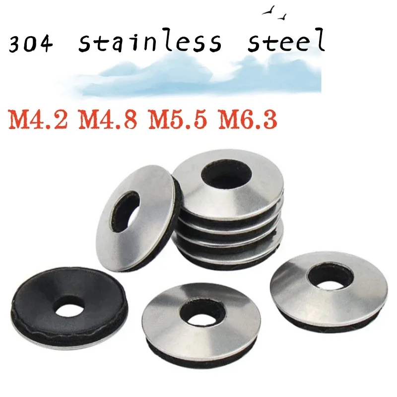 30-50pcs M4.2/M4.8/M5.5/M6.3 Composite Waterproof Gasket 304 A2-70 Stainless Steel Anti-loose Anti Slip Washer Waterproof gasket