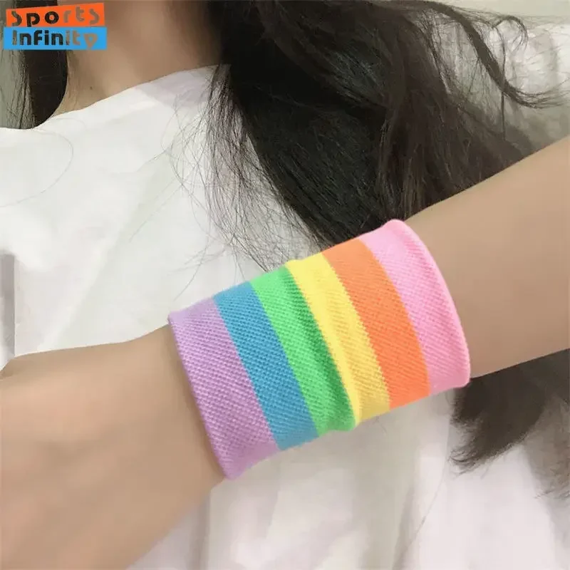 Wristband Sweatband Women Girls Fashion Trend Cute Colorful Wrist Brace Wrist Support Sports Hand Band for Gym Fitness Running