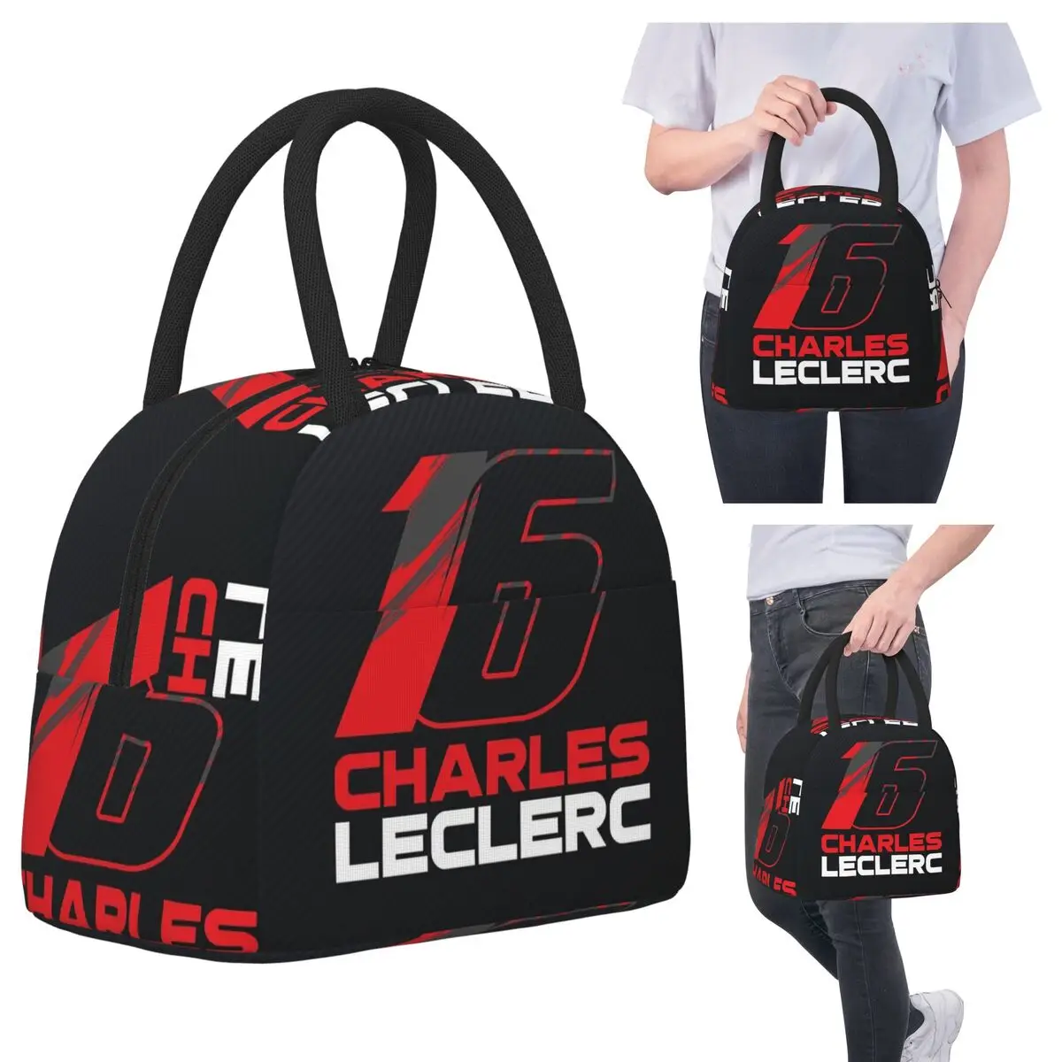 Charles Leclerc 16 V3 Lunch Bags Insulated Bento Box Portable Lunch Tote Resuable Picnic Bags Cooler Bag for Woman Kids Work
