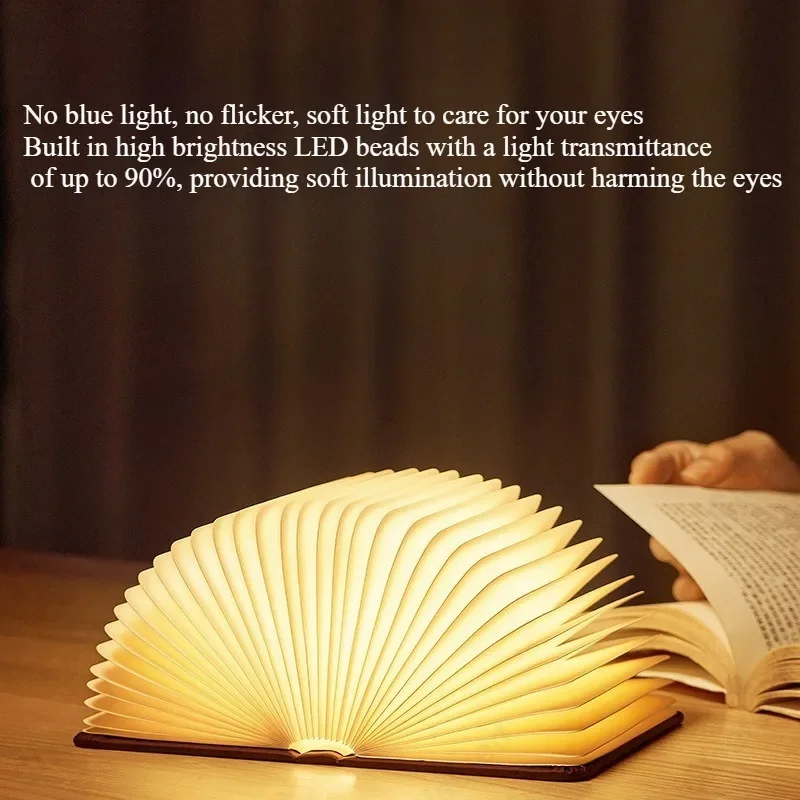 360도 창의적인 LED 책 모양의 조명 °   연구 침실 머리맡 거실 분위기 장식 조명을 위한 플립 디자인