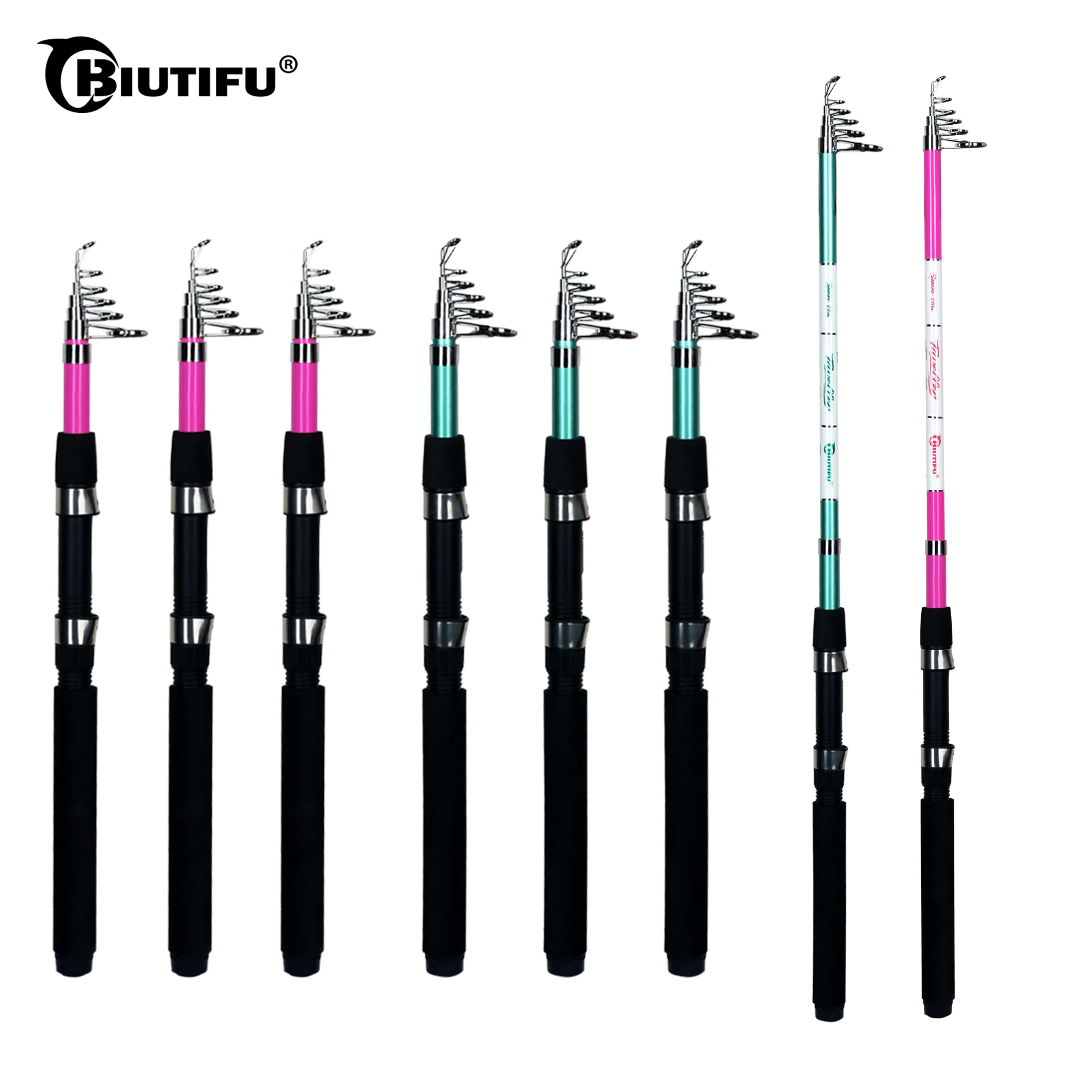 

BIUTIFU Traveller Telescopic Carbon Surf Spinning Fishing Rod 2.1m Travel Easy To Carry Power 10-40g Child Sea Lure Short Pole