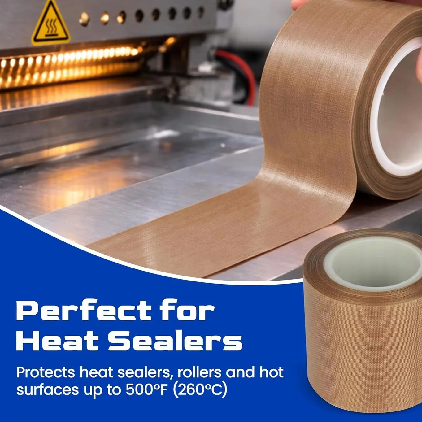 Teflon tape, high-temperature non stick heat-resistant tape, substitute for vacuum sealing machine, sealing strip repair tape