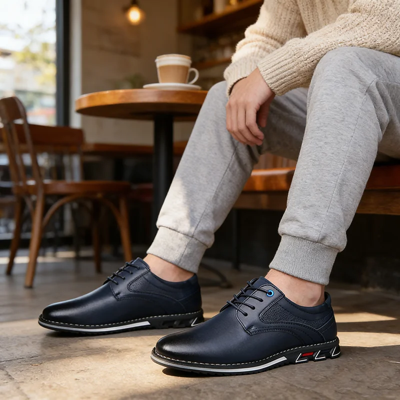 

1 пара водонепроницаемых туфель с квадратной головкой, дышащая мужская обувь большого размера на шнуровке, новая расширенная и утолщенная обувь, размер 38-53