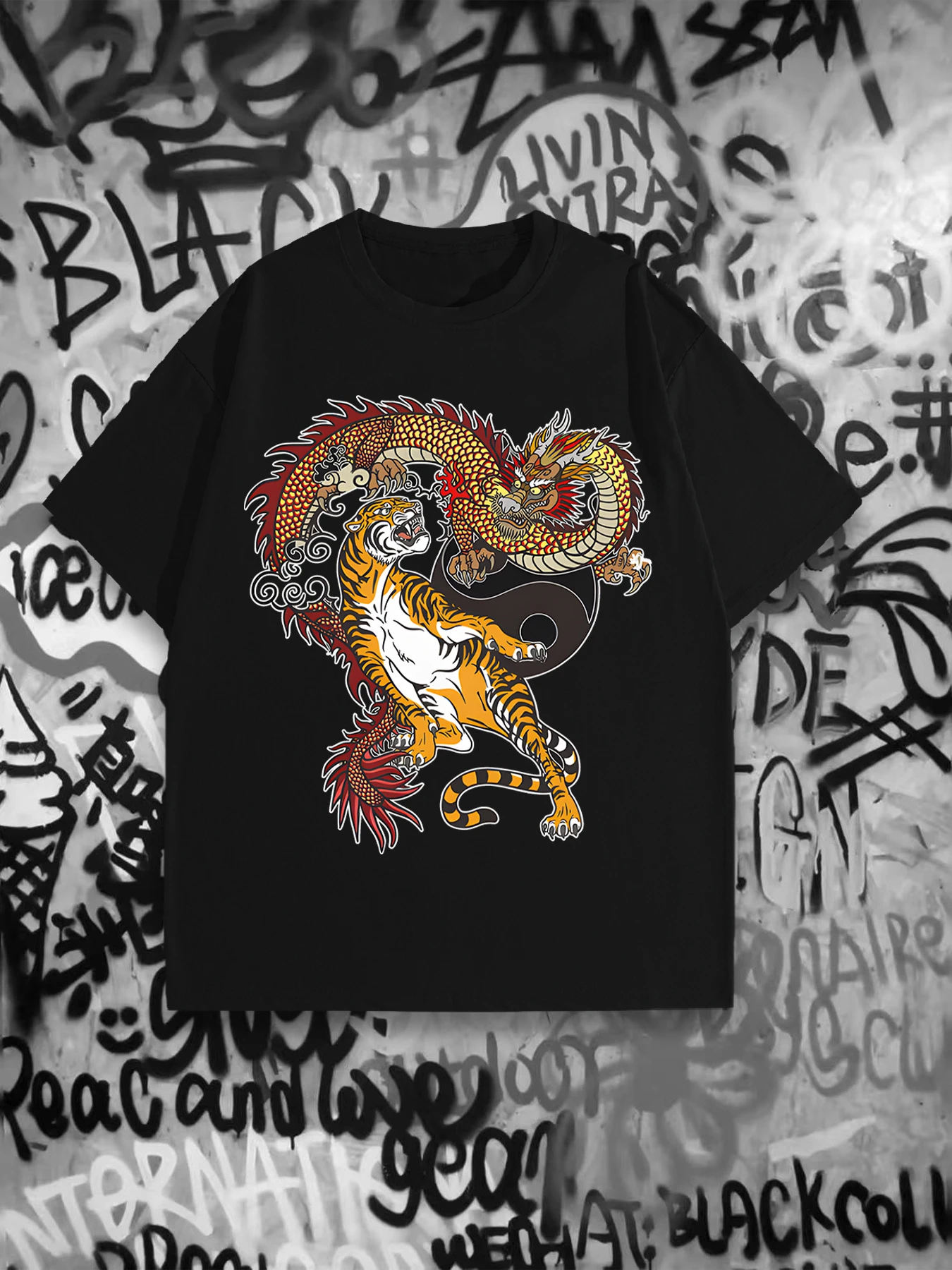 New American high-street Mona Lisa trendy modified front and back printed short-sleeved T-shirt for  versatile and fashionable