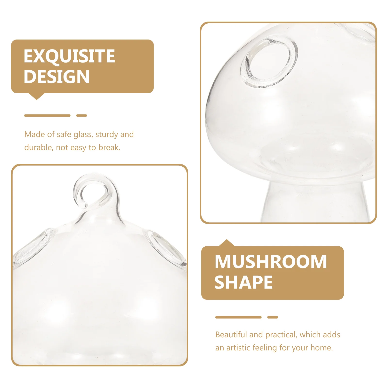 

Mushroom Shape Glass Vase Hanging Hydroponic Flower Planter Terrarium Wall Decor Indoor Plant Container Handmade Home Decoration