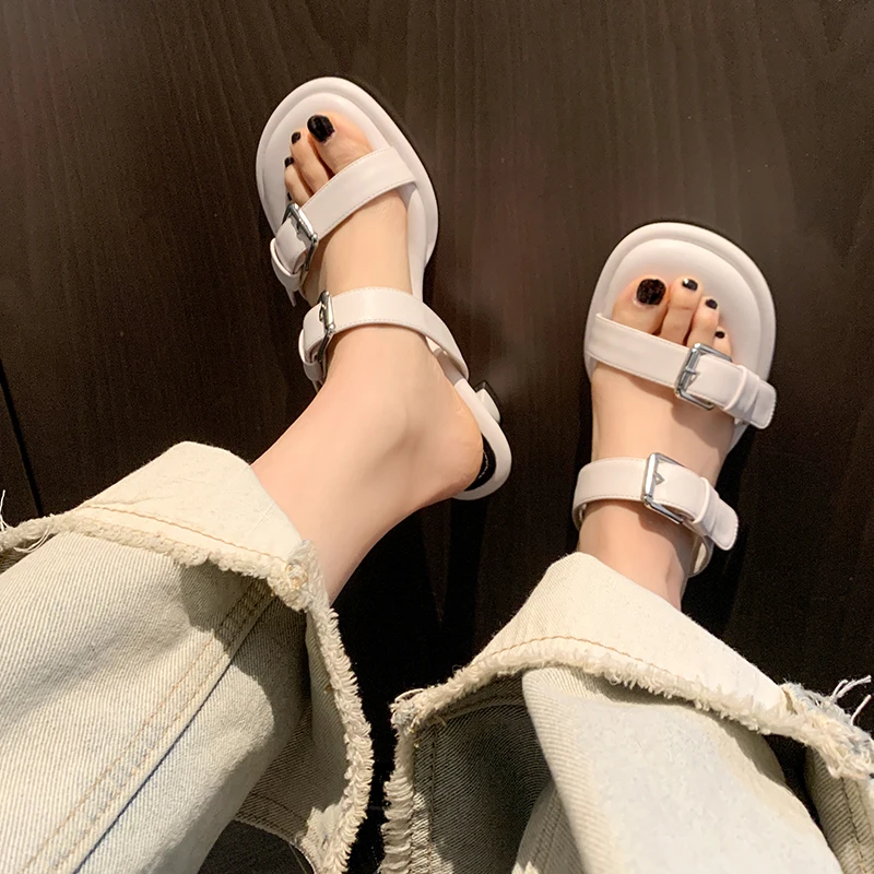 JOZHAMTA Size 34-40 Sandals For Women Summer 2023 Denim High Heels For Ladies Shoes Buckle Slippers Fashion Jeans Outdoor Slides