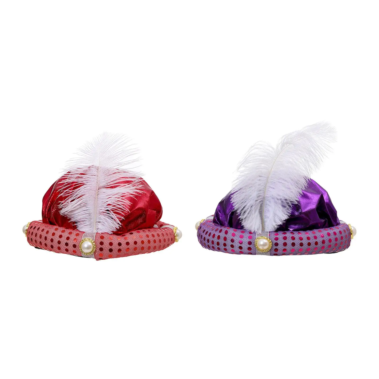 Arabian Sultan Hat for Men Women Cosplay Costume Accessory Featuring Plume Feather Design for Party Role Play Halloween