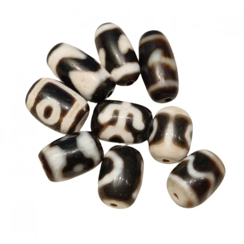Infiltration Black And White Calcified Agate Dzi Bead Necklace Pendant Bracelet Accessories Ethnic Fashion Versatile 5