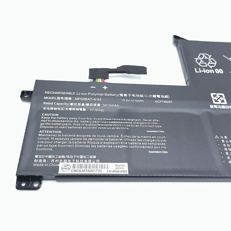 NP50BAT-4-54 15.4V 54Wh Li-Polymer Battery for Colorful X17 AT22 X15 XS22 Clevo NP70 Replacement Battery Pack High Capacity