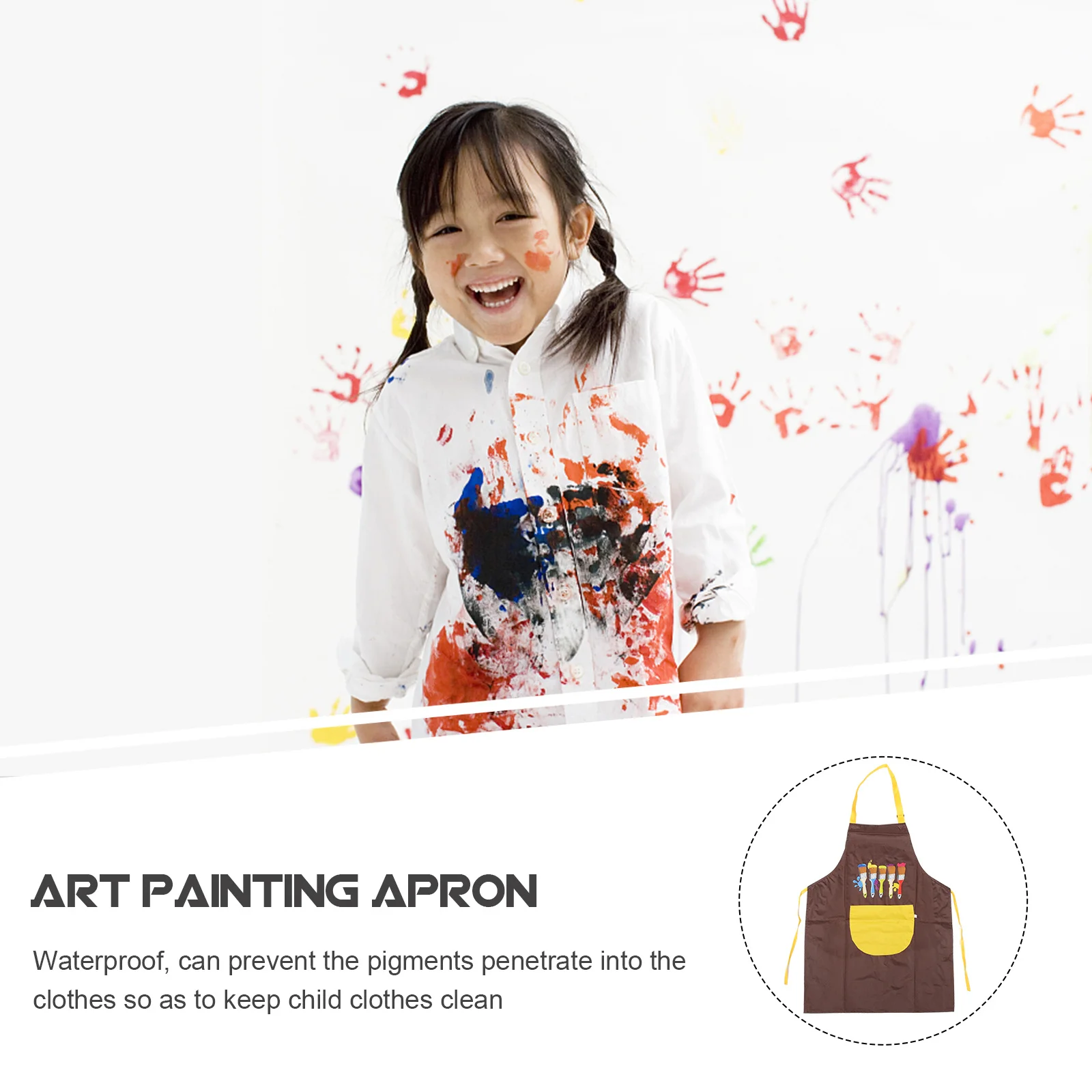 2 個防水 PVC キッズペイントエプロン簡単結び目調節可能なウエストアートエプロン子供用調理クラフト給餌汚れ保護