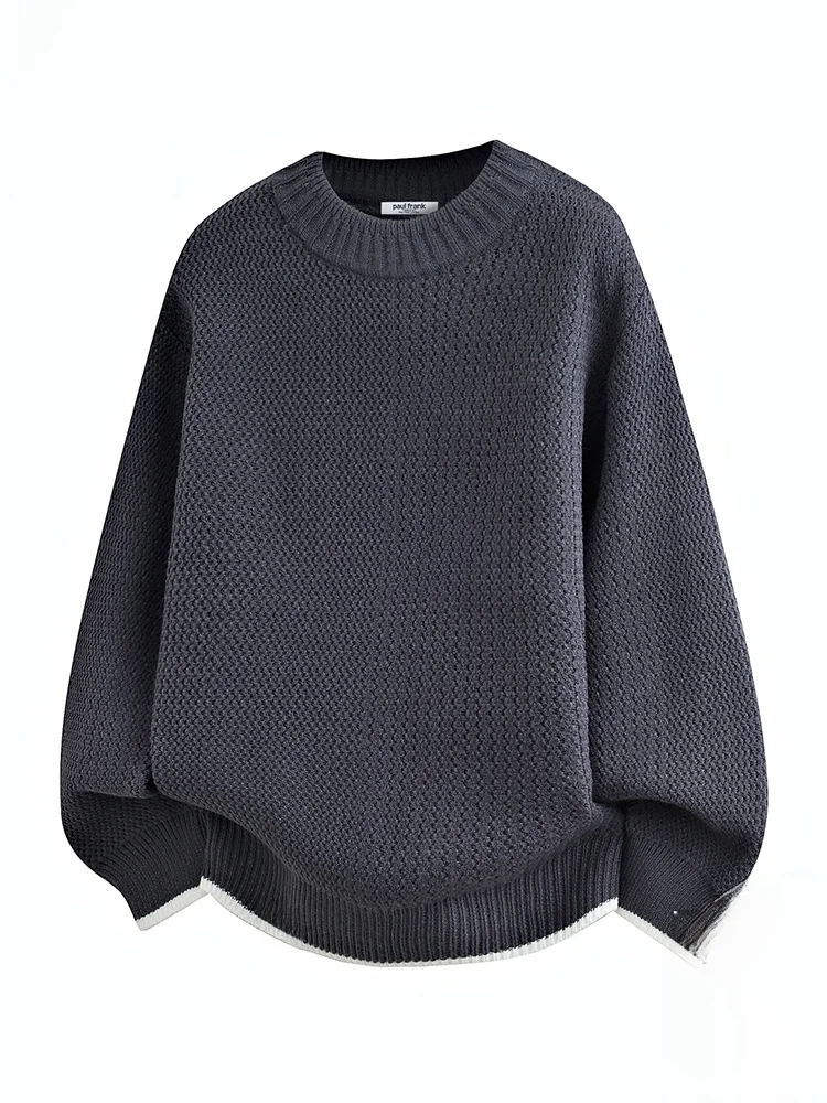 

PaulFrank Large Mouth Monkey Thi Needle Knitwear Men's Loose Pure Color Thiened Hoodie Knitted Sweater Autumn New Sle